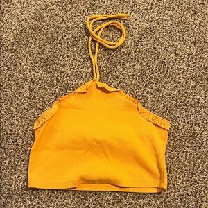 Orange Ruffled Halter Top